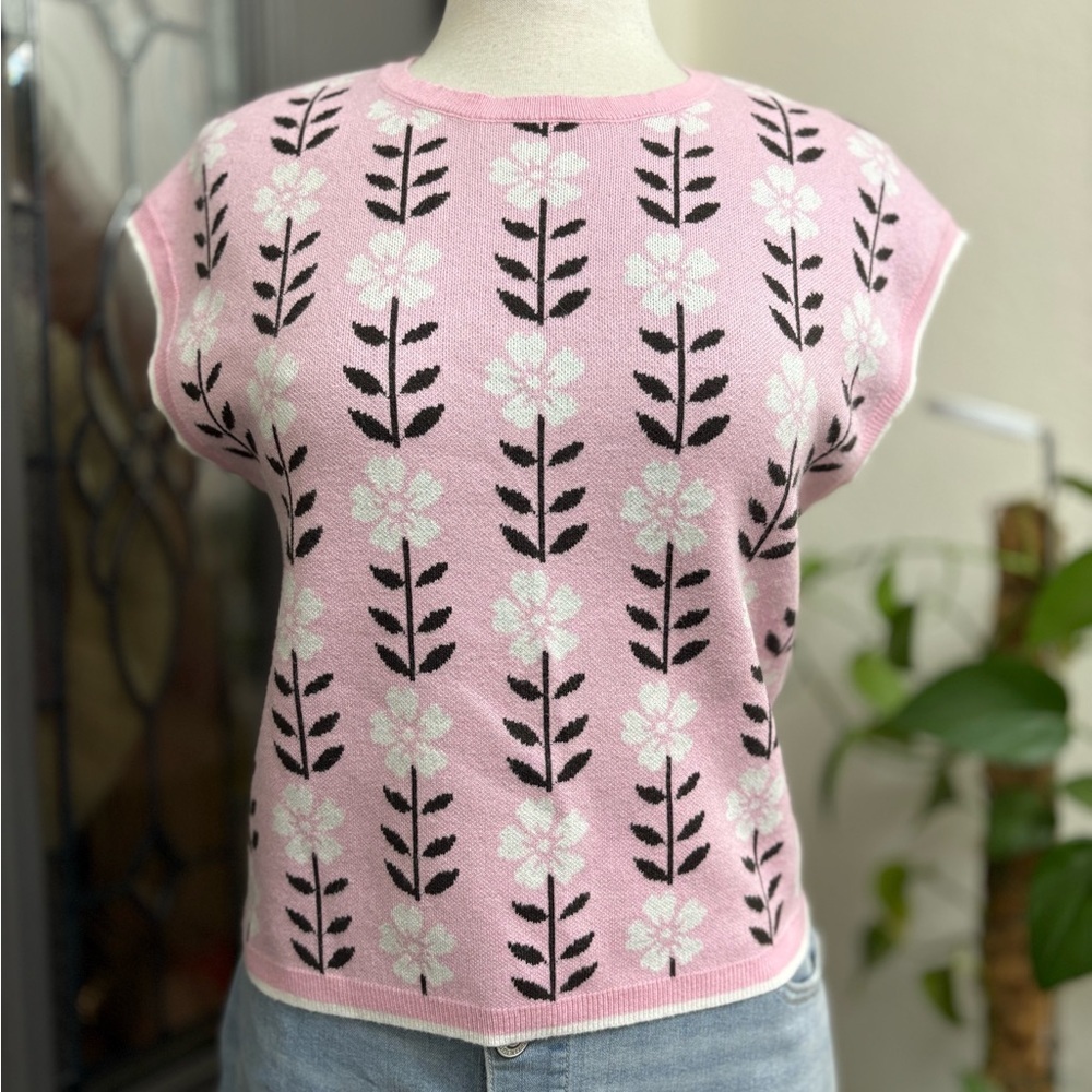 Zesica Floral Daphne Pullover Loose Fit Sweater Tee - Picture 2 of 9